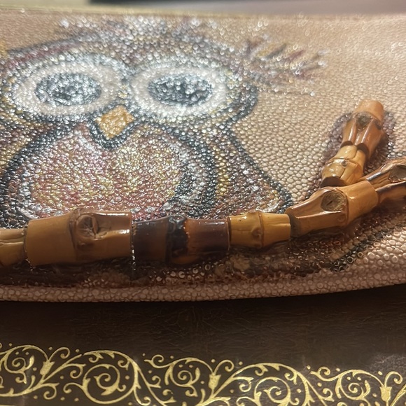 Hand Painted Upcycled Owl Detachable Custom Bracelet Wristlet - Picture 5 of 9